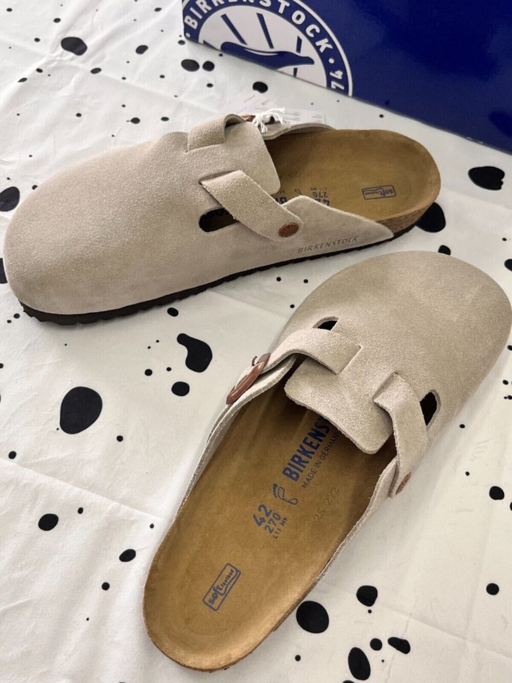 Birkenstock Boston-Taupe Soft Footbed Suede Clog Shoe